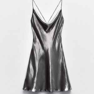 Zara Silver Chrome Mini Dress